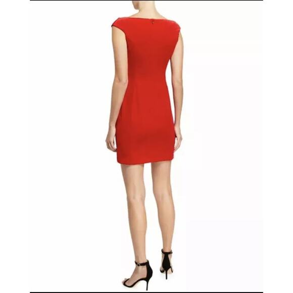 Theory Red Velvet Sleeveless Off Shoulder Dress - Size 4 - Picture 2 of 14